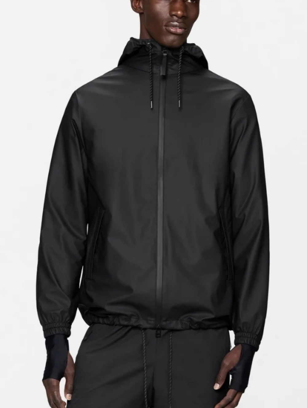 Rains Black Stormbreaker W3 Hooded Rain Jacket Scandi Street Unisex XL